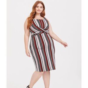 TORRID Women's Multi Stripe Jersey Twist Front Dress Size 1/1x Red Stripe